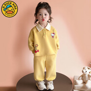 G.DUCKKIDS小黃鴨女童套裝秋裝洋氣兒童衛(wèi)衣套裝春秋季女寶寶衣服4-6歲加絨 Polo領(lǐng)KT黃色【春秋款】 110 建議100-110cm3-4歲