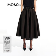 MO&Co.半身裙2025春新品黑色機(jī)能風(fēng)高腰蓬松小黑裙附腰帶MBE1SKT032 黑色 XS