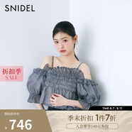 SNIDEL2025春夏新品甜美荷葉邊泡泡袖一字領(lǐng)露肩襯衫SWFB252032 格紋 均碼 (F)
