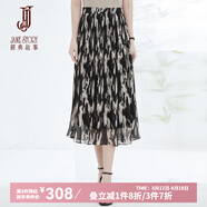 經(jīng)典故事（JANE STORY）2024新款法式雪紡碎花半身裙女夏季高腰顯瘦A字裙中長款大擺裙 黑灰花 L