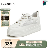 天美意鞋子女鞋商場(chǎng)同款厚底增高網(wǎng)面休閑小白鞋春秋款BI891BM4 白色 39