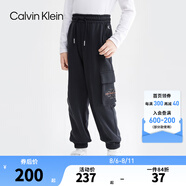 Calvin Klein CK童裝男女童針織長褲新款工裝風(fēng)側(cè)邊口袋兒童透氣休閑褲 美人黑 150 /63 【建議身高140-152cm】