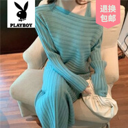 花花公子（PLAYBOY）品牌2025年秋冬新款女裝韓國(guó)氣質(zhì)套頭毛衣時(shí)尚搭配針織吊帶連衣裙 孔雀綠 均碼