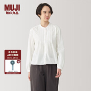 無(wú)印良品（MUJI） 女式 棉紗長(cháng)袖罩衫女士襯衫襯衣內搭秋款女裝春季 上衣 BC2KUA4A 米白色 XL (165/92A)