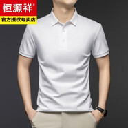 恒源祥高端桑蠶絲短袖T恤男夏季薄款商務(wù)休閑翻領(lǐng)彈力無(wú)痕polo衫上衣服 GR3301薰衣紫 XL