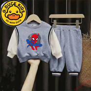 G.DUCKKIDS2025新品春秋季兒童套裝薄款男童衛(wèi)衣小童寶寶運動外穿長袖兩件裝 藍色蜘蛛俠【套裝】 120 cm