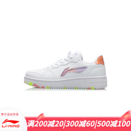 李寧童鞋休閑鞋女大童休閑板鞋鞋子小白鞋低幫運動(dòng)鞋 標準白/桃芽紅 33碼