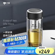 萬象（WANXIANG）玻璃杯商務(wù)辦公水杯V17L禮盒裝送禮360ML雙層圓弧杯體帶濾網(wǎng)水杯