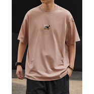 型曼滑板貓 夏季防曬短袖T恤男寬松戶(hù)外速干T恤男裝涼爽冰感半袖上衣 粉紅色 2XL （寬松版）