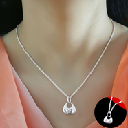 句可9999純銀項(xiàng)鏈純銀項(xiàng)鏈女999純銀百搭簡(jiǎn)約鎖骨鏈足銀頸鏈銀鏈子裸 水波鏈+手工實(shí)心小胖福45cm