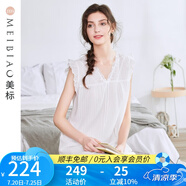 美標(biāo)（MEIBIAO）商場(chǎng)同款純棉性感睡裙女士夏天宮廷風(fēng)公主連衣裙子全棉甜美家居服 白色 2XL (175)