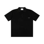 CdG Play川久保齡Polo衫男短袖t恤女夏痞帥日系愛心刺繡翻領情侶港風寬松 黑色黑心 L 碼建議100-120斤