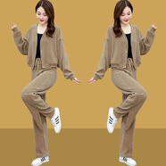 夏典素訂女王（SE.PSTP）早秋季感職業(yè)套裝褲2025新款春秋氣質(zhì)休閑兩件套時(shí)尚洋氣減齡 咖色 S