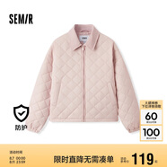 森馬（Semir）棉服女燈芯絨翻領(lǐng)菱形格復古2024冬三防寬松輕薄棉衣109724112007