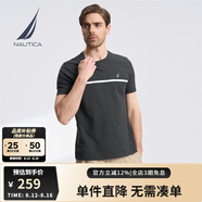 諾帝卡（NAUTICA）【商場(chǎng)同款】男裝夏季款純棉休閑親膚短袖圓領(lǐng)T恤男TO3207 深灰00E XL