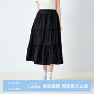 樂町韓系甜美蛋糕長裙少女感純棉半身裙基礎(chǔ)好穿長裙 黑色（現(xiàn)貨） M