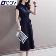 DGOV女裝連衣裙夏天女2025年新款廣州十三行連衣裙氣質(zhì)法式簡約襯衫裙 藏青色 L 建議110-120斤