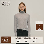 Teenie Weenie【趙露思同款】小熊女裝春季簡(jiǎn)約休閑時(shí)尚高領(lǐng)白色打底T恤 中灰色 XL (175)