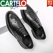 卡帝樂(lè)鱷魚(yú)（CARTELO）官方皮鞋雕花復(fù)古真皮男鞋商務(wù)正裝婚鞋2025新款百搭系帶休閑鞋 黑色.black_標(biāo)準(zhǔn)皮鞋碼旗艦款 37