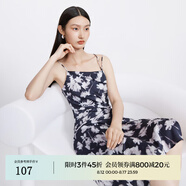 迪賽尼斯（DESIGNICE）秋季新款高級感通勤吊帶長(cháng)裙開(kāi)叉無(wú)袖高腰連衣裙 花色 M