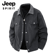 JEEP SPIRIT美式復古做舊夾克男士潮牌單排扣翻領(lǐng)機車(chē)外套寬松百搭休閑上衣服 深灰色 M