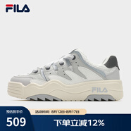 FILA 斐樂(lè )官方女鞋ROSETTA摩登板鞋春新款斑斕鞋運動(dòng)鞋休閑鞋 白中白/南極灰-BA 37.5