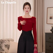 拉夏貝爾（La Chapelle）套裝法式洋裝女2025初秋新款氣質(zhì)紅色針織打底衫上衣兩件套 安哥拉紅+半裙 S 90-100斤