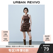 UR2025夏季新款女裝休閑疊層荷葉邊無(wú)袖連衣裙UYY750084 咖棕 L
