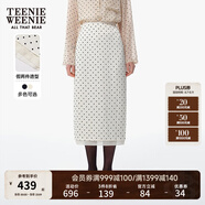 Teenie Weenie小熊半身裙女2025春夏新款復(fù)古摩登波點雪紡長款半身裙女 象牙白 XS
