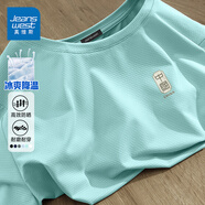 真維斯（Jeanswest）速干短袖男2025新款冰絲涼感網(wǎng)眼t恤夏季大碼男生運(yùn)動(dòng)防曬體恤潮 水綠色(竹韻中國(guó)胸標(biāo)) 2XL /185(體重160-180斤)