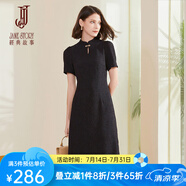 經(jīng)典故事（JANE STORY）高級感旗袍女改良版2025夏季新款年輕款日?？纱┬轮惺狡炫圻B衣裙 R05黑色 XL