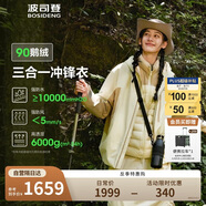波司登反季沖鋒衣鵝絨羽絨服男女同款短款90絨三合一防雨透氣外套
