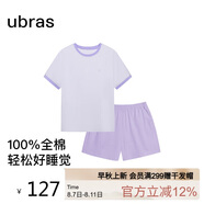 ubras水果系列套頭短袖短褲家居服套裝情侶女士睡衣女款-龍晴紫 L
