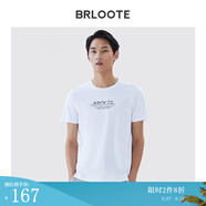 Brloote/巴魯特短袖T恤男棉時尚休閑上衣夏季圓領(lǐng)印花體恤衫 白色 185/104A