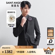 報喜鳥西服套裝男士西裝【澳洲綿羊毛】輕商務(wù)正裝時尚上班西裝西褲套裝 黑色凈色-標(biāo)準-單開 50 A(180/100) /請備注腰圍或褲子