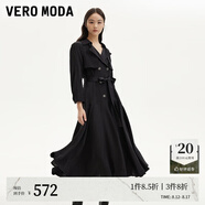 VEROMODA連衣裙24秋新款七分袖雙排扣A擺風衣連衣裙32437C024 黑色 170/88A/L