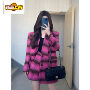 初徑氣質(zhì)時(shí)尚小香風(fēng)復古格子呢子西裝外套高腰短褲chic兩件套裝秋冬潮 外套+短褲 S