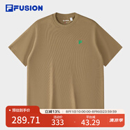 FILA FUSION斐樂潮牌女裝情侶款針織短袖衫2025春新款涼感防曬寬松T恤 香咖卡其-DK 3XL （190/108A/XXXL）