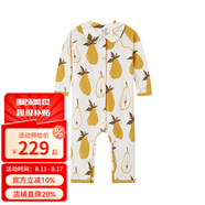 Milkbarn新生兒連體服寶寶長袖包屁衣嬰兒春秋哈衣爬服連體衣 梨（娃娃領） 73cm (6-12m)