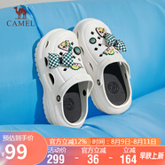 駱駝（CAMEL）洞洞鞋女時(shí)髦DIY原創(chuàng)鞋花松糕厚底涼拖鞋 L24M071642 白色 38/39 