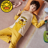 G.DUCKKIDS兒童睡衣男童家居服春秋純棉長袖長褲親子裝男孩中大童4-15歲套裝 長袖【皮卡丘】 170 14碼【121-130cm】40-48斤