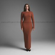SKIMSFITS EVERYBODY LOW BA LONG DRESS露背長袖連衣長裙官方正品 SAFFRON XXS