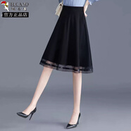 啄木鳥(niǎo)新款春夏女士高腰顯瘦半身裙中長(cháng)款遮肉a字裙松緊腰網(wǎng)紗包臀短裙 9960# 有口袋60cm M 建議80-100斤