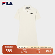 FILA 斐樂官方女子針織連衣裙時尚修身POLO領短袖裙子 茭白-IV M (165) 84A
