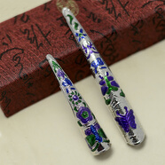 古裝古風(fēng)清宮廷后宮手指套護(hù)甲指甲套皇后貴妃景泰藍(lán)加厚 銀底紫花11.5cm一支+8cm一支 11.5cm