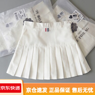 百褶裙春季新款高腰學(xué)院風(fēng)西裝料顯瘦A字裙毛呢半身裙短裙褲女 白色【有底褲】 M 3碼(建議100~108斤)