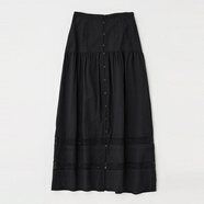 moussy2025春季新品法式田園風(fēng)拼接蕾絲高腰半身裙010IS931-2821 020黑色 均碼 00001S