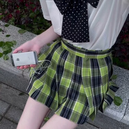佳倫娜jk裙百褶裙日系甜美學院風小個子小時與詞jk制服格裙【青蘋果】女 青蘋 果39cm裙子 波點領結(jié) M