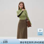 范思藍(lán)恩23FS14090 老錢風(fēng)套裝咖色復(fù)古西裝外套女秋冬羊毛西服 半身裙 XS