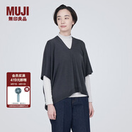 無印良品（MUJI）女式 羊毛 可水洗 高針距 斗篷毛衣 V領(lǐng)針織衫秋冬女款 BA1NAA3A 深灰色 L（165/88A）
